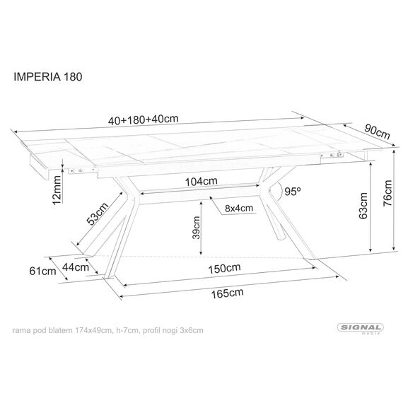 Стол обеденный SIGNAL IMPERIA черный/черный 180-240/90, изображение 4