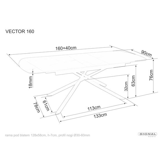 Стол обеденный SIGNAL VECTOR Ceramic черный/черный 160-200/90, изображение 6