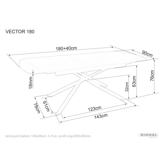 Стол обеденный SIGNAL VECTOR Ceramic черный/черный 180-220/90, изображение 4