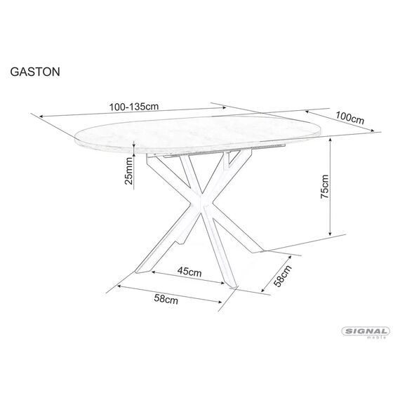 Стол обеденный SIGNAL GASTON Ceramic черный/черный 100-135/100, изображение 4