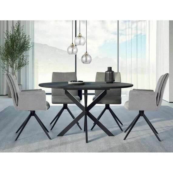Стол обеденный SIGNAL GASTON Ceramic черный/черный 100-135/100, изображение 2