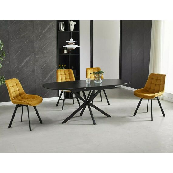 Стол обеденный SIGNAL GASTON Ceramic черный/черный 140-180/80, изображение 2