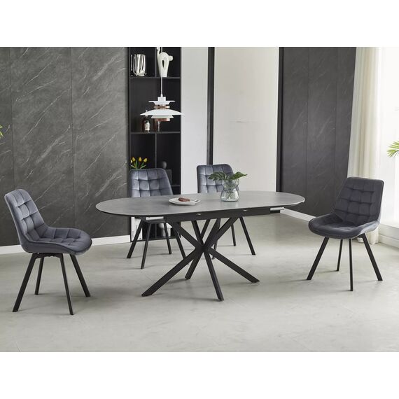 Стол обеденный SIGNAL GASTON Ceramic серый/черный 140-180/80, изображение 2