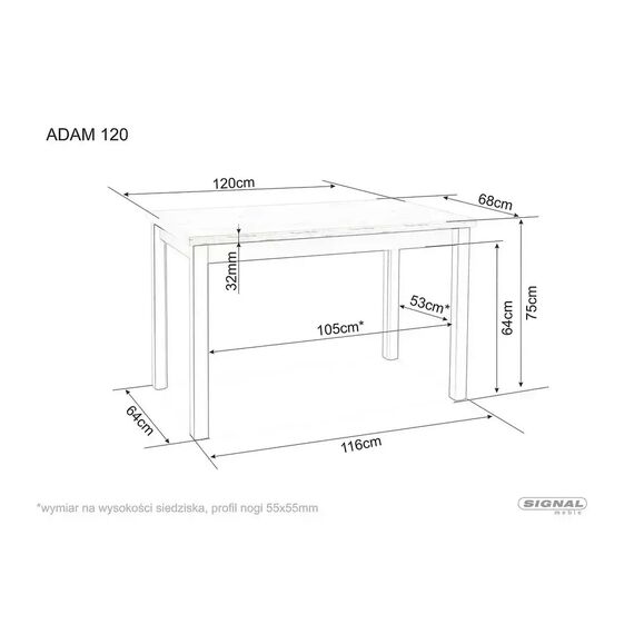 Стол обеденный SIGNAL ADAM кашемир/дуб кремона 120/68, изображение 3
