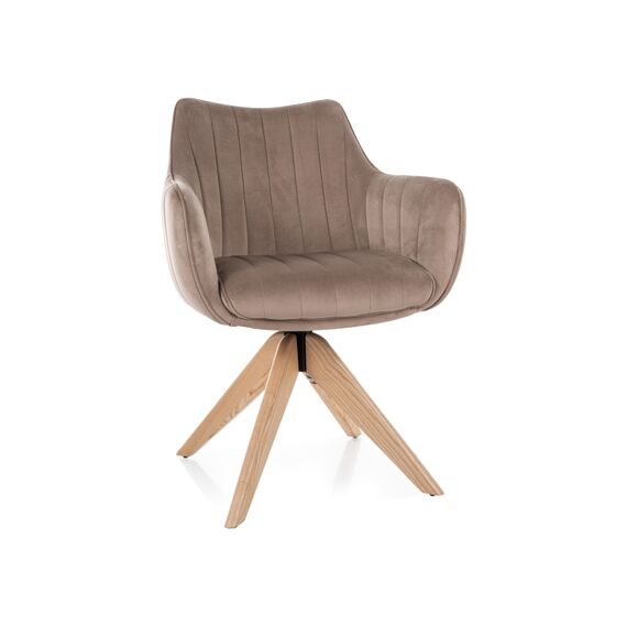 Стул SIGNAL AZALIA D Velvet Bluvel 40 темно-бежевый/дуб, поворотный, изображение 2
