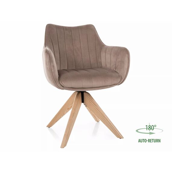Стул SIGNAL AZALIA D Velvet Bluvel 40 темно-бежевый/дуб, поворотный
