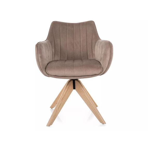 Стул SIGNAL AZALIA D Velvet Bluvel 40 темно-бежевый/дуб, поворотный, изображение 3