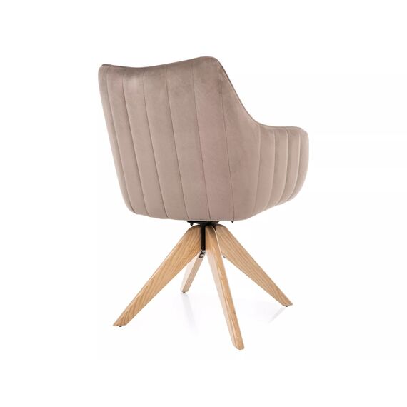 Стул SIGNAL AZALIA D Velvet Bluvel 40 темно-бежевый/дуб, поворотный, изображение 5