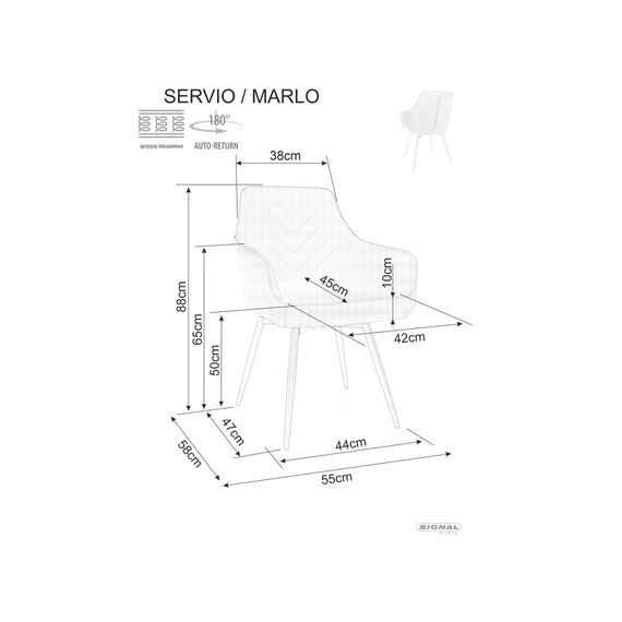 Стул SIGNAL MARLO Brego 34 бежевый/черный, поворотный, изображение 7