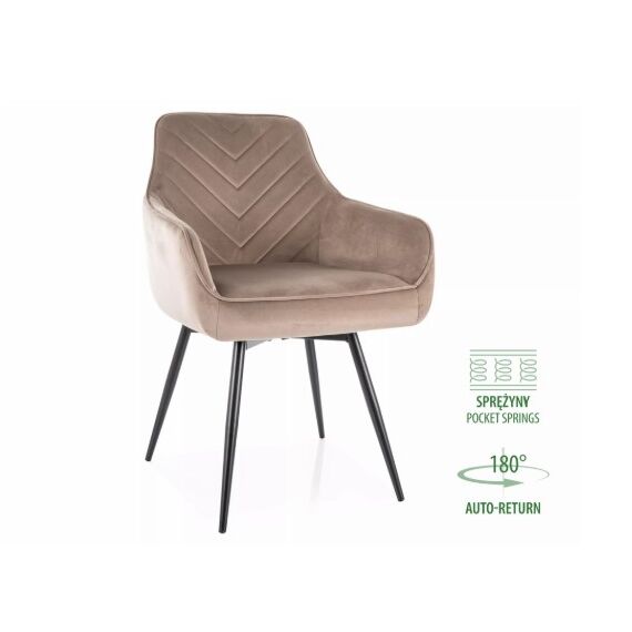 Стул SIGNAL SERVIO Velvet Bluvel 40 темно-бежевый/черный, поворотный