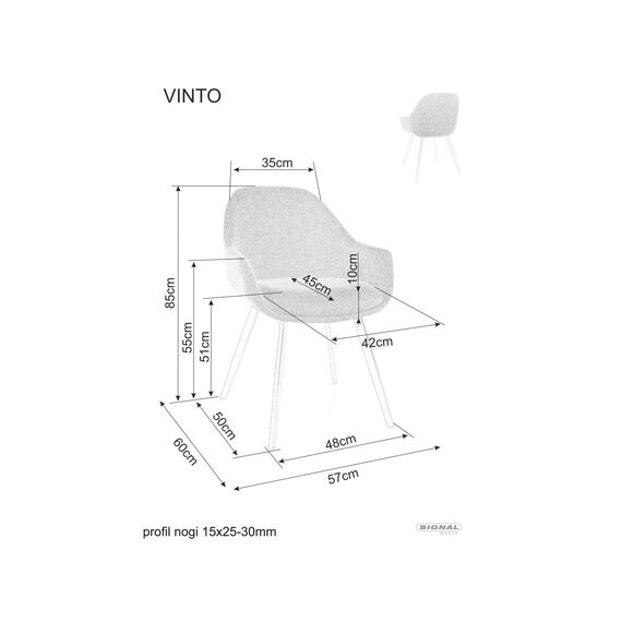 Стул SIGNAL VINTO Brego 07 серый/черный, изображение 6