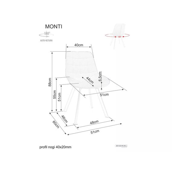 Стул SIGNAL MONTI Velvet Bluvel 40 темно-бежевый/черный, поворотный, изображение 3