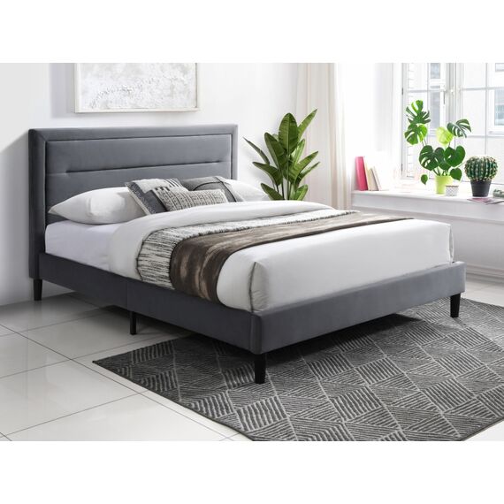 Кровать SIGNAL MALAGA Velvet Bluvel 14 серый/черный 160/200