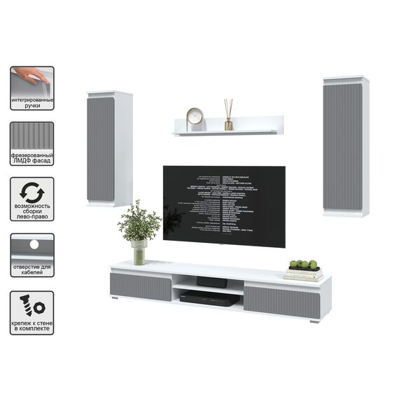 Стенка Neo 10 (белый платинум/ серый), изображение 3